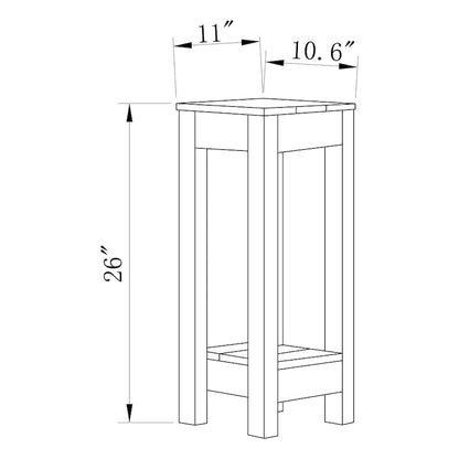 Table d'appoint carrée de 66 cm de haut, idéale pour la chambre, le lit ou le canapé du salon. Dimensions : P 28 cm x l 27 cm x H 66 cm.