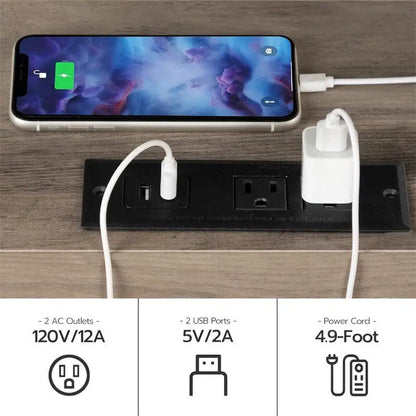 Table d'appoint avec station de recharge - 40 cm (P) x 40 cm (L) x 61 cm (H)