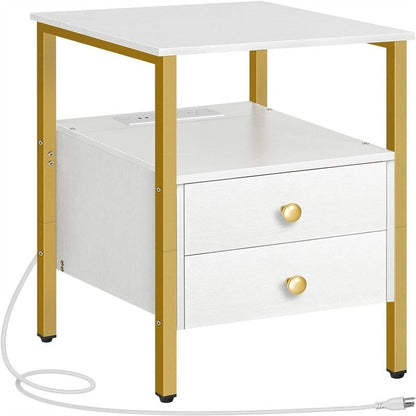 Table d'appoint avec station de recharge - 40 cm (P) x 40 cm (L) x 61 cm (H)