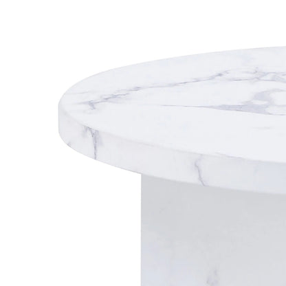 Table basse ronde moderne et élégante en bois avec plateau en placage imitation marbre