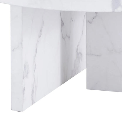 Table basse ronde moderne et élégante en bois avec plateau en placage imitation marbre