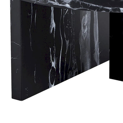 Table basse ronde moderne et élégante en bois avec plateau en placage imitation marbre