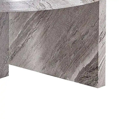 Table basse ronde moderne et élégante en bois avec plateau en placage imitation marbre