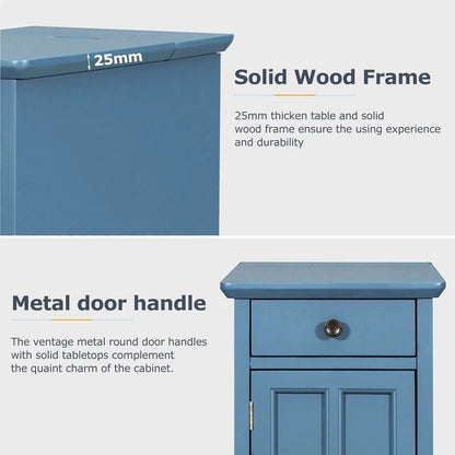 Table d'appoint étroite multifonctionnelle de style classique vintage avec ports USB et 1 tiroir avec porte-gobelets, table de chevet pour canapé