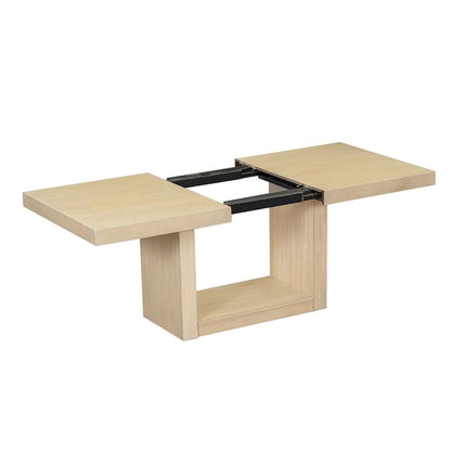 Ensemble de salle à manger contemporain extensible en bois 6 pièces avec banc rembourré et 4 chaises