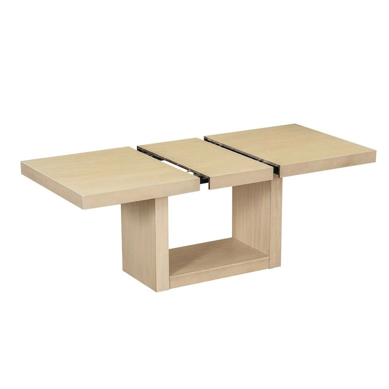 Ensemble de salle à manger contemporain extensible en bois 6 pièces avec banc rembourré et 4 chaises