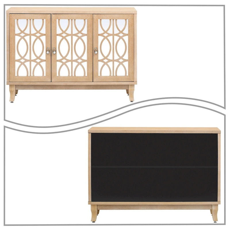 Buffet moderne et élégant en bois avec trois portes d'armoires à miroir
