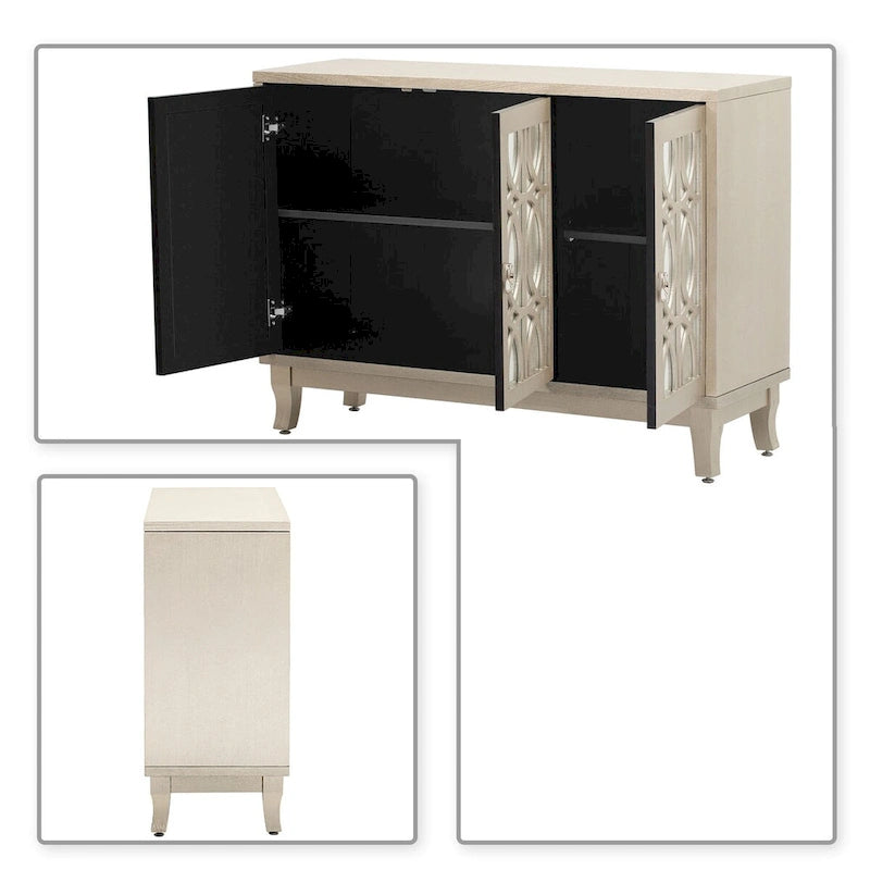 Buffet moderne et élégant en bois avec trois portes d'armoires à miroir