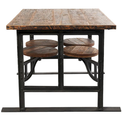 Table de salle à manger en teck avec chaises intégrées - Marron - Roche River Decor