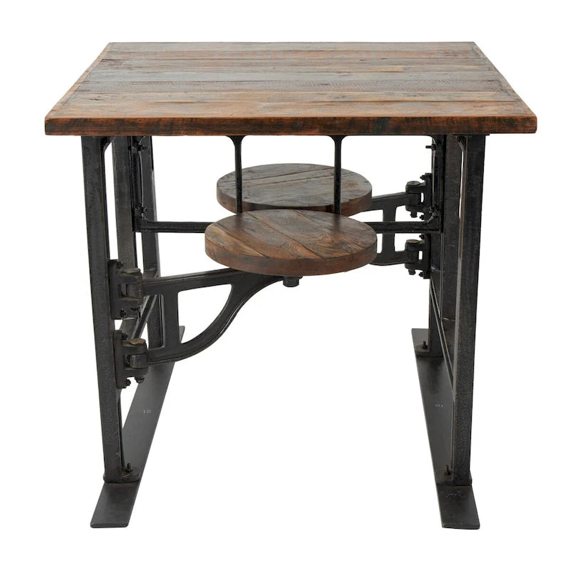 Table de salle à manger en teck avec chaises intégrées - Marron - Roche River Decor