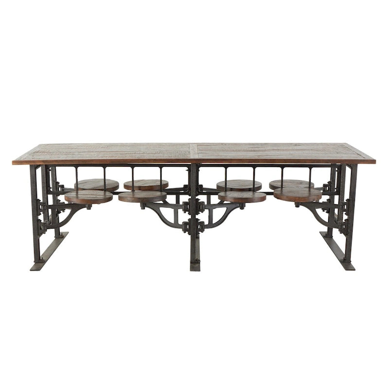 Table de salle à manger en teck avec chaises intégrées - Marron - Roche River Decor