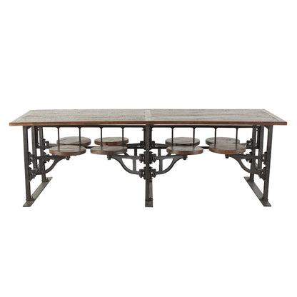 Table de salle à manger en teck avec chaises intégrées - Marron - Roche River Decor