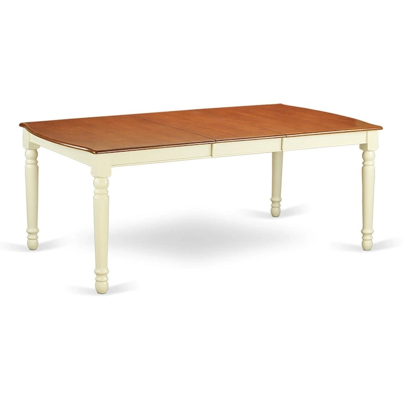 Ensemble de salle à manger 7 pièces East West Furniture : une table à manger avec rallonge papillon et 6 chaises de cuisine, 107 x 198 cm, coloris babeurre et cerisier.