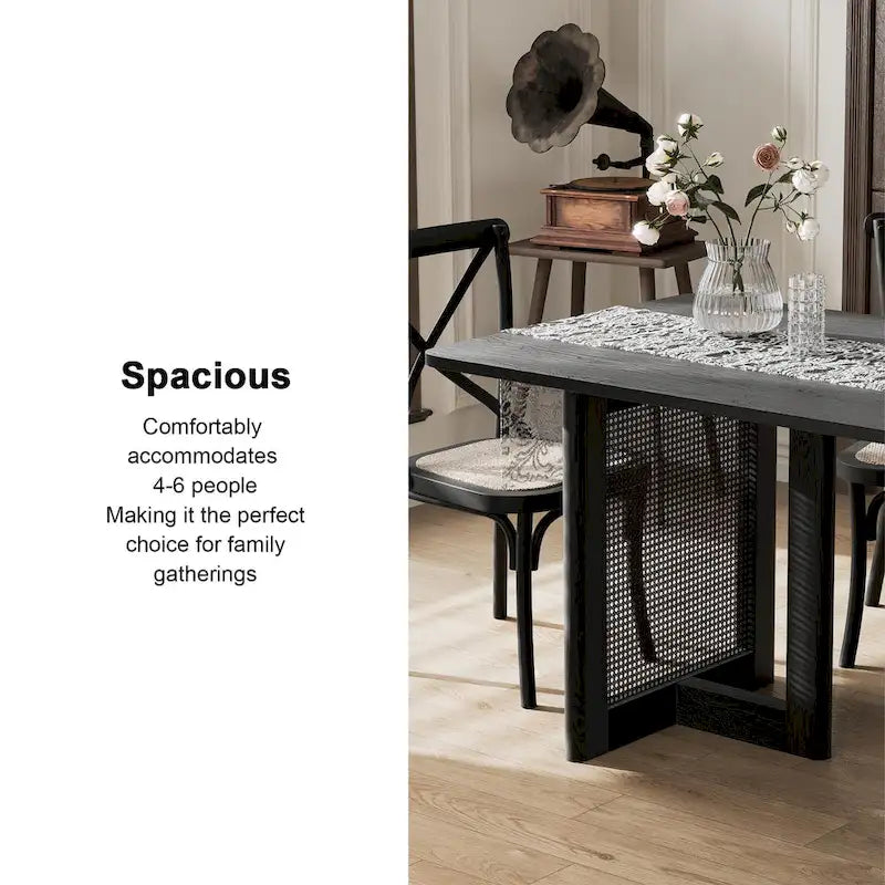 Table de salle à manger carrée en bois massif pour 6 à 8 personnes, style nordique