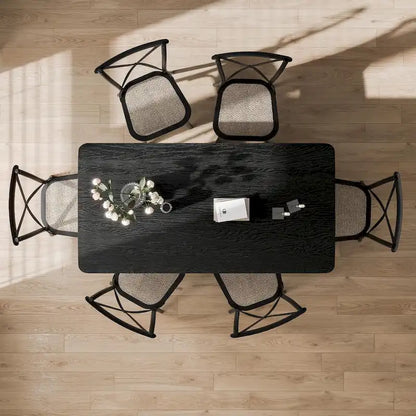 Table de salle à manger carrée en bois massif pour 6 à 8 personnes, style nordique