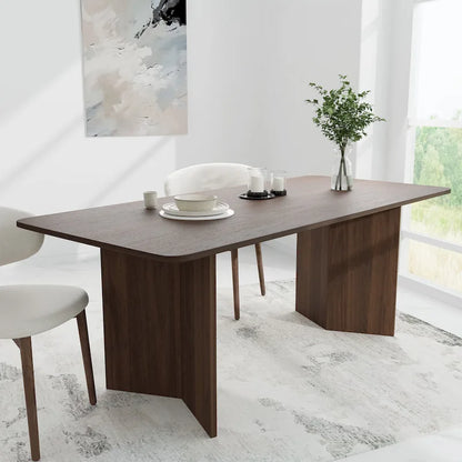 Table de salle à manger carrée en bois massif pour 6 à 8 personnes, style nordique