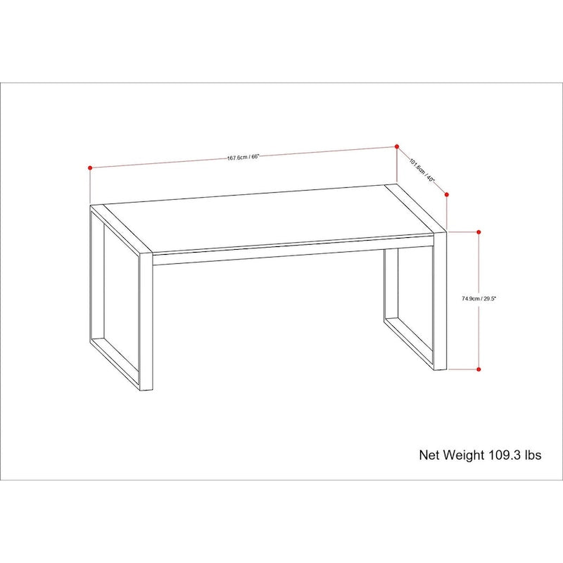 Table de salle à manger rectangulaire moderne industrielle WyndenHall Phobe 66 po x 40 po - 66 pouces de large
