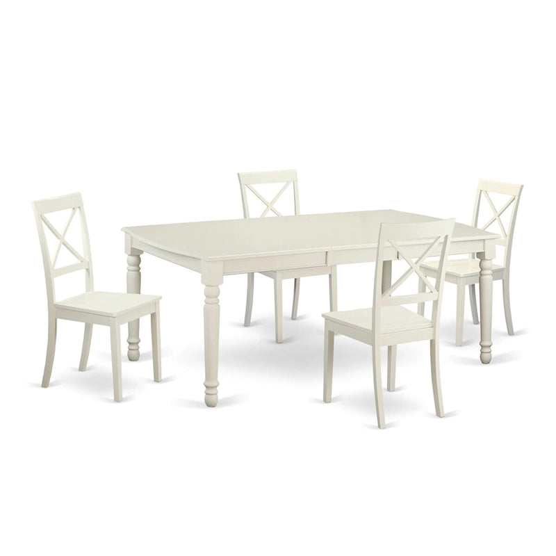 Ensemble de salle à manger 5 pièces East West Furniture : une table de cuisine rectangulaire et 4 chaises de salle à manger, blanc lin