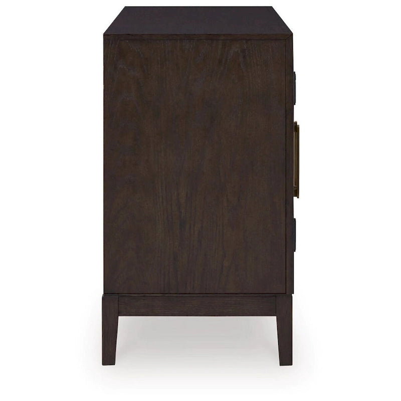 Buffet vitrine de 60 pouces, 2 armoires à double porte vitrée, marron foncé