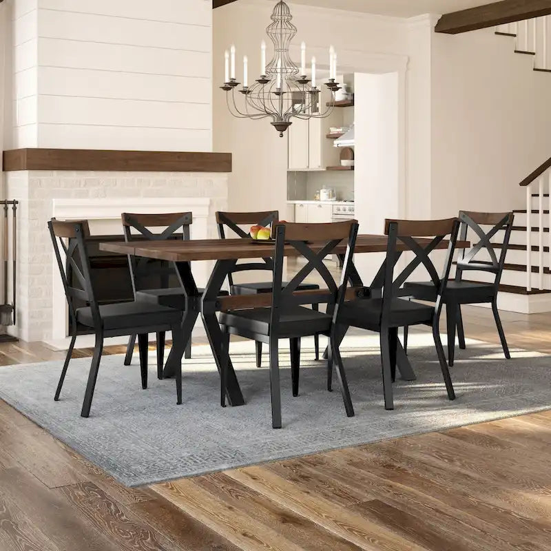 Amisco Leonie Wood Table and Snyder Chairs 7-Pieces Dining Set