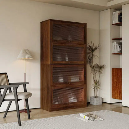 Armoire de rangement de bureau moderne avec portes vitrées, bibliothèque anti-poussière
