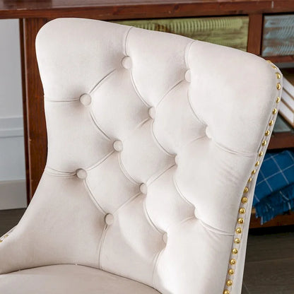 Chaise de bureau pivotante à roulettes, hauteur réglable, revêtement en velours capitonné.