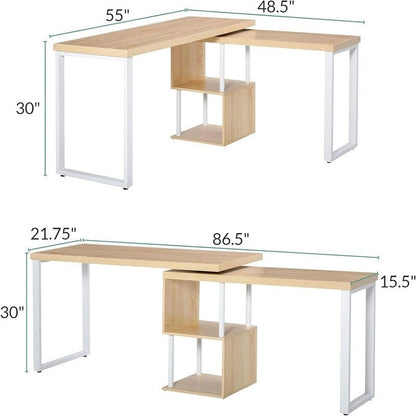 Table en L avec étagères de rangement