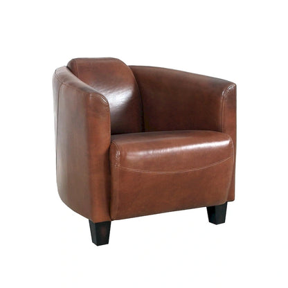 Fauteuil en cuir pleine fleur Madison de Pasargad Home, marron - L 70 x P 76 x H 69 cm