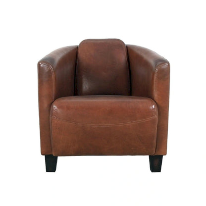Fauteuil en cuir pleine fleur Madison de Pasargad Home, marron - L 70 x P 76 x H 69 cm
