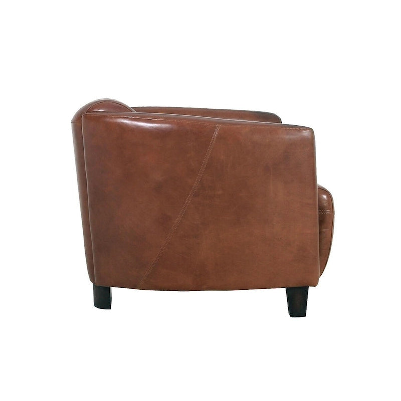 Fauteuil en cuir pleine fleur Madison de Pasargad Home, marron - L 70 x P 76 x H 69 cm
