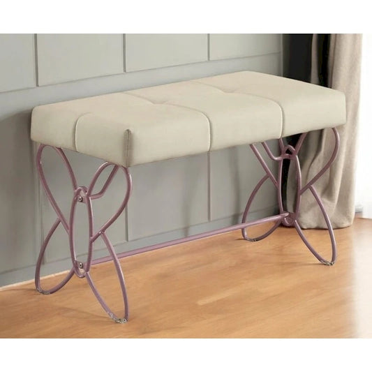 32 X 17 X 19 White And Light Purple Bench