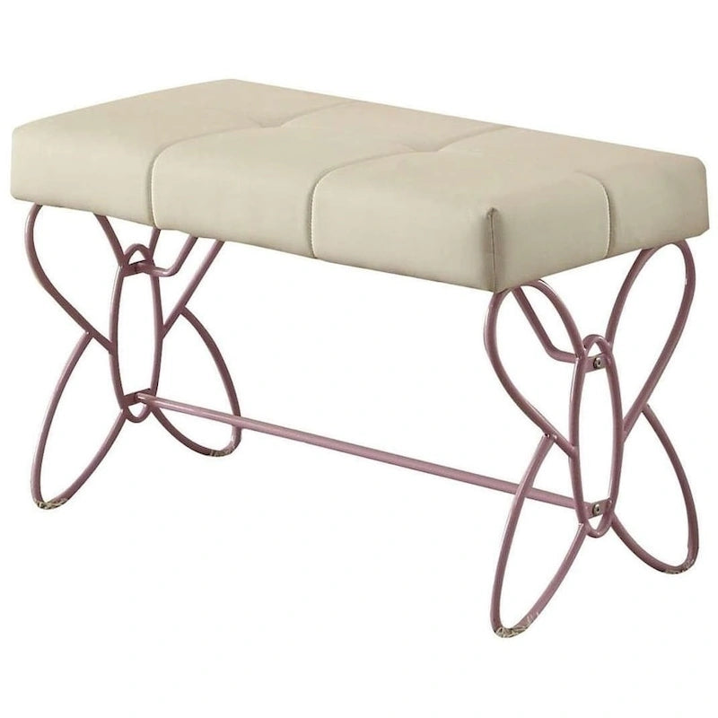 Banc blanc et violet clair 32 x 17 x 19