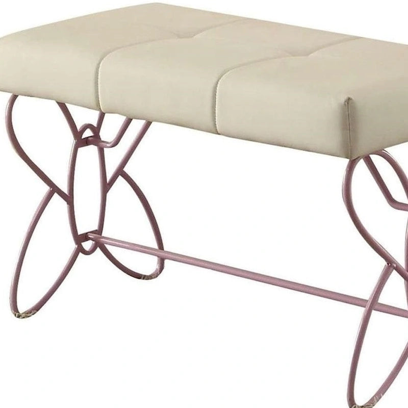 Banc blanc et violet clair 32 x 17 x 19