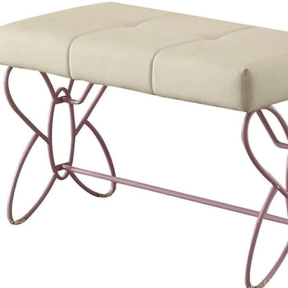 Banc blanc et violet clair 32 x 17 x 19
