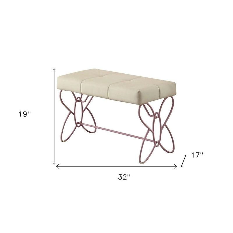 Banc blanc et violet clair 32 x 17 x 19