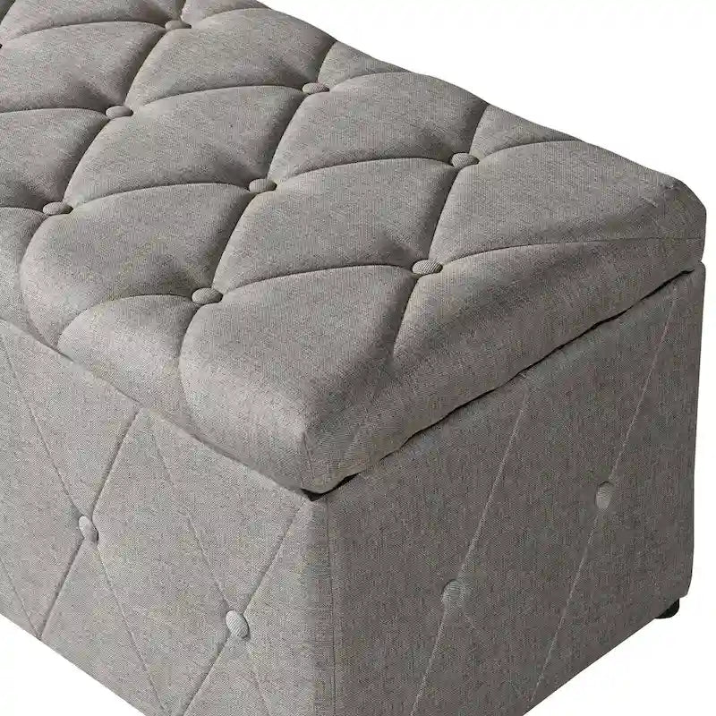 Pouf de rangement rectangulaire en velours court avec 2 poufs assortis