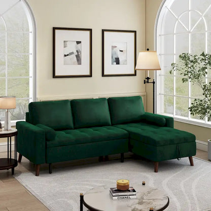 Canapé-lit d'angle avec méridienne de rangement, méridienne gauche/droite