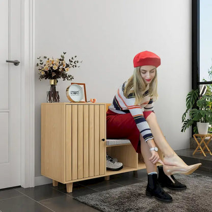 Organisateur de chaussures d'entrée chic avec banc et dossier moelleux - 47,2