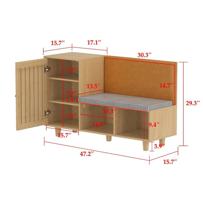 Organisateur de chaussures d'entrée chic avec banc et dossier moelleux - 47,2