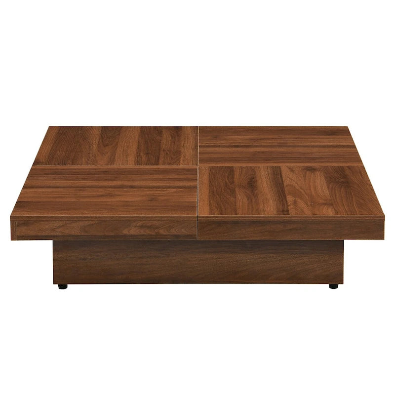 Table basse coulissante en placage de marbre avec rangement