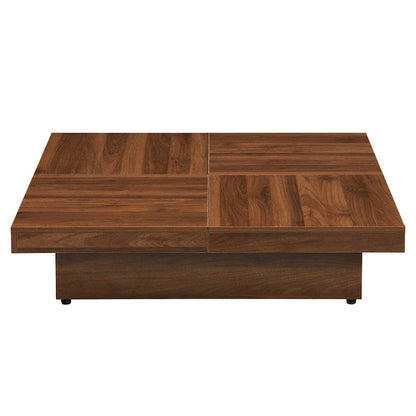 Table basse coulissante en placage de marbre avec rangement