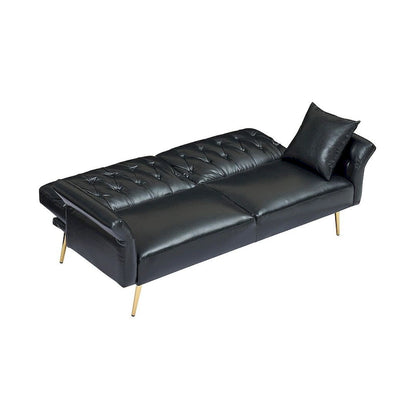 Canapé-lit futon, canapé pliable en similicuir convertible, méridienne avec accoudoirs réglables pour petits espaces