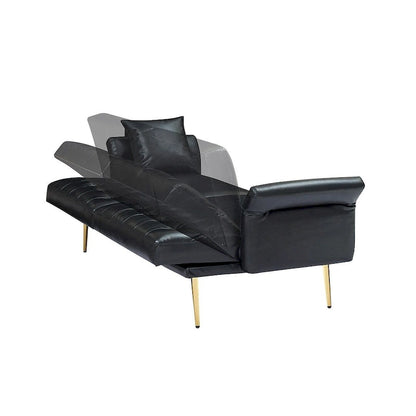 Canapé-lit futon, canapé pliable en similicuir convertible, méridienne avec accoudoirs réglables pour petits espaces