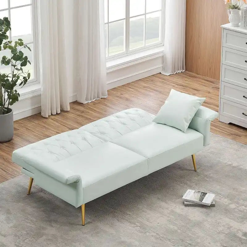 Canapé-lit futon, canapé pliable en similicuir convertible, méridienne avec accoudoirs réglables pour petits espaces