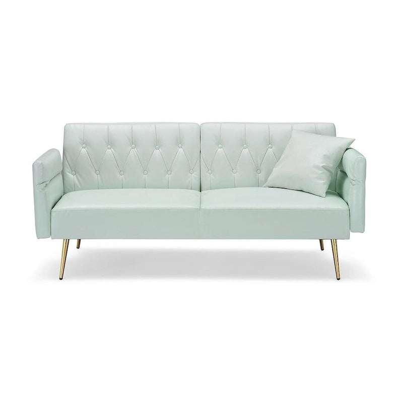 Canapé-lit futon, canapé pliable en similicuir convertible, méridienne avec accoudoirs réglables pour petits espaces