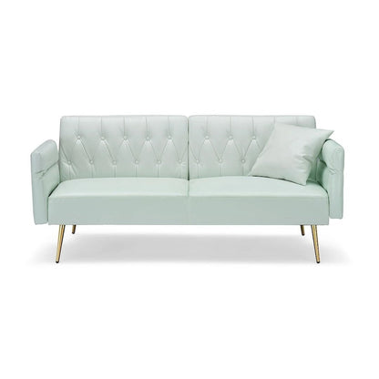 Canapé-lit futon, canapé pliable en similicuir convertible, méridienne avec accoudoirs réglables pour petits espaces