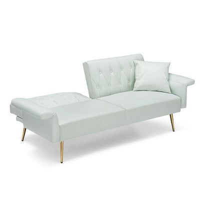 Canapé-lit futon, canapé pliable en similicuir convertible, méridienne avec accoudoirs réglables pour petits espaces