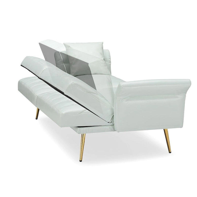 Canapé-lit futon, canapé pliable en similicuir convertible, méridienne avec accoudoirs réglables pour petits espaces