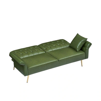Canapé-lit futon, canapé pliable en similicuir convertible, méridienne avec accoudoirs réglables pour petits espaces