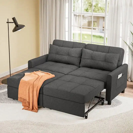 3-in-1 Convertible Sleeper Sofa Loveseat with Pullout Bed and Adjustable Backrest
